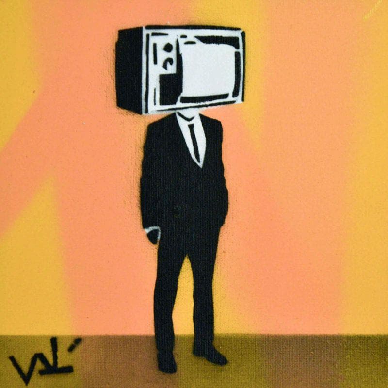 Painting TV trader by Lenud Valérian  | Painting Street art Graffiti Life style