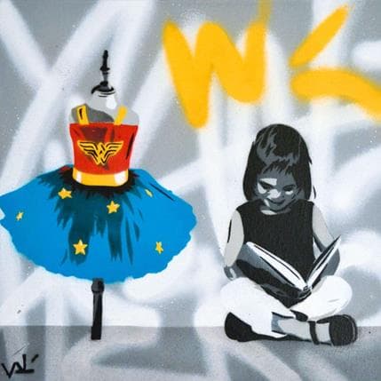 Painting I want to be Wonder Woman by Valérian Lenud | Painting Street art Graffiti Life style