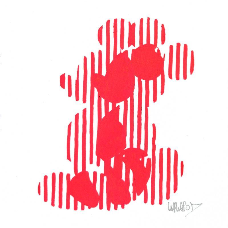 Gemälde Mickey Décalage Rouge von Wawapod | Gemälde Pop-Art Acryl, Posca Pop-Ikonen