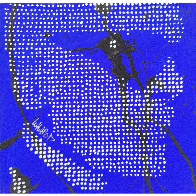 Gemälde Karl pixel bleu  von Wawapod | Gemälde Pop-Art Porträt Pop-Ikonen Acryl Posca