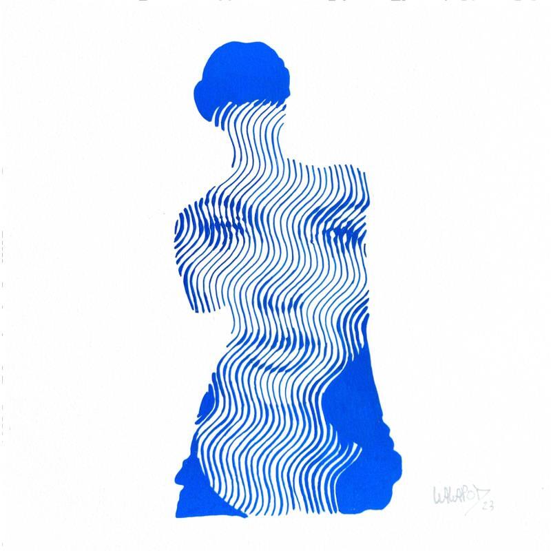 Painting Jolie Venus Bleu by Wawapod | Painting Pop-art Portrait Pop icons Acrylic Posca