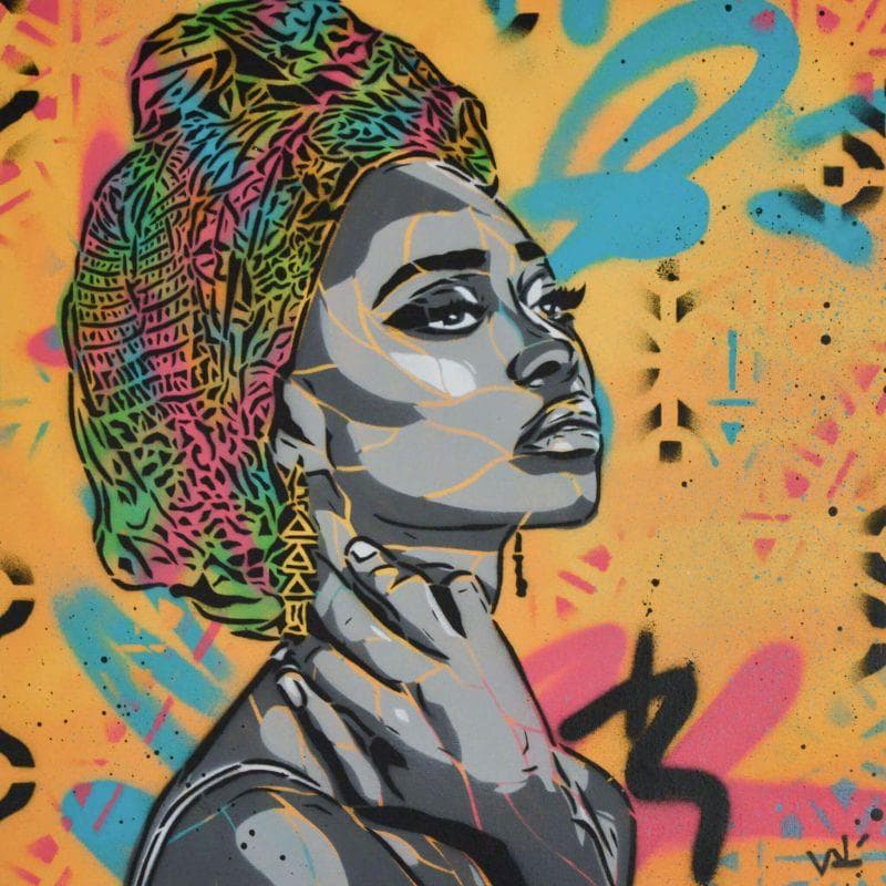 Gemälde Msichana von Lenud Valérian  | Gemälde Street art Alltagsszenen Graffiti