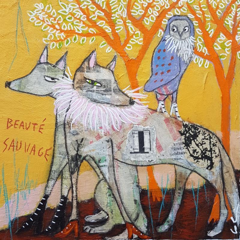 Painting Beauté sauvage  by Colin Sylvie | Painting Raw art Acrylic, Gluing, Pastel Animals