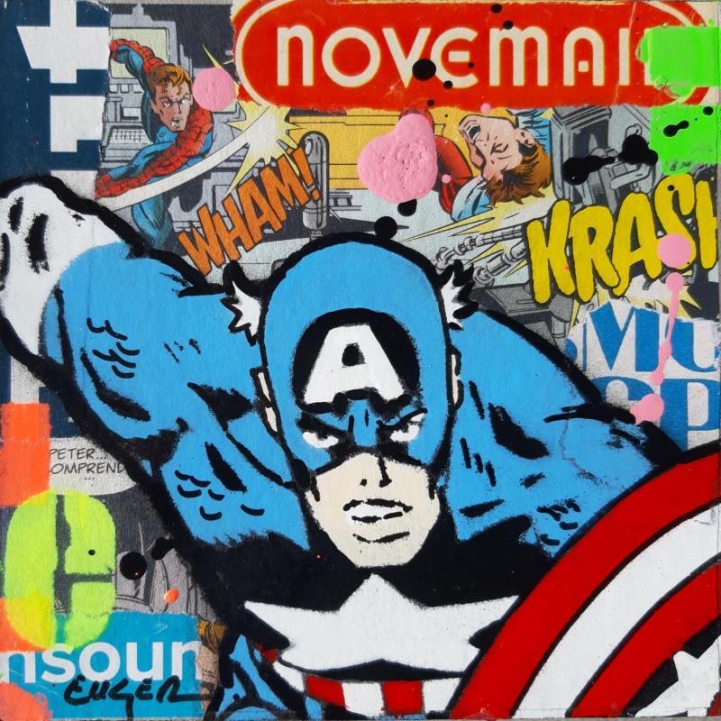 Painting SUPER HEROS by Euger Philippe | Painting Pop-art Acrylic, Cardboard, Gluing, Graffiti Pop icons