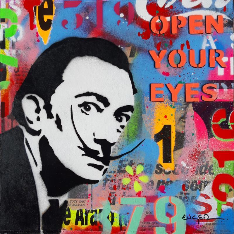 Gemälde OPEN YOUR EYES von Euger Philippe | Gemälde Pop-Art Pop-Ikonen Graffiti Acryl Collage
