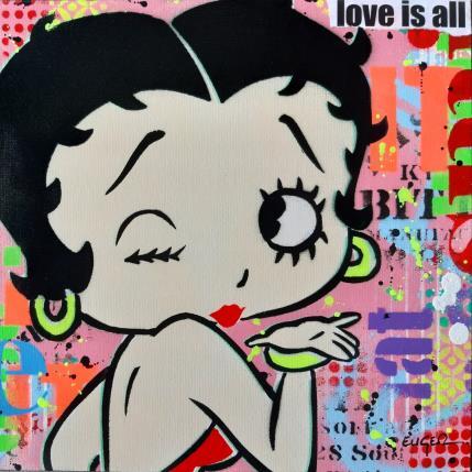 Gemälde LOVE IS ALL von Euger Philippe | Gemälde Pop-Art Acryl, Collage, Graffiti Pop-Ikonen