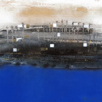 Peinture Noche y rio par Levin Betina | Tableau Abstrait Mixte minimaliste