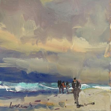 Gemälde sur la plage  von Greco Salvatore | Gemälde Figurativ Holz, Öl Landschaften