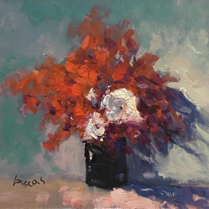 Painting bouquet rouge  by Greco Salvatore | Painting Figurative Oil, Wood Pop icons, Still-life
