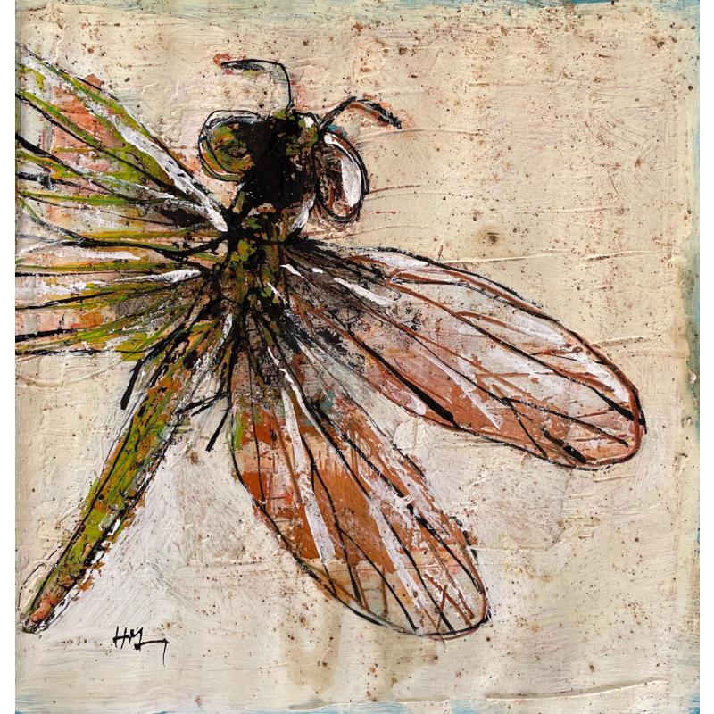 Painting Green Dragonfly by Maury Hervé | Painting Raw art Animals