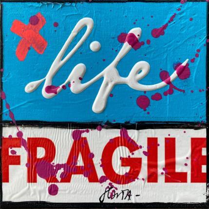 Painting Fragile life (bleu) by Costa Sophie | Painting Pop art Mixed