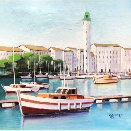 Painting AP44  LA ROCHELLE LE PHARE by Burgi Roger | Painting Figurative Acrylic Landscapes, Life style, Marine