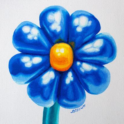 Painting Inflated Blue Flower ll by Bisoux Morgan | Painting Figurative Oil still-life