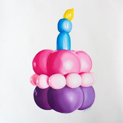 Peinture Inflated Bithday Cake l par Bisoux Morgan | Tableau Figuratif Huile Natures mortes