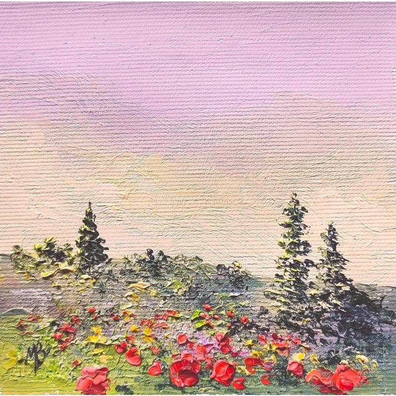 Painting Printemps dans la colline  by Blandin Magali | Painting Figurative Landscapes Oil