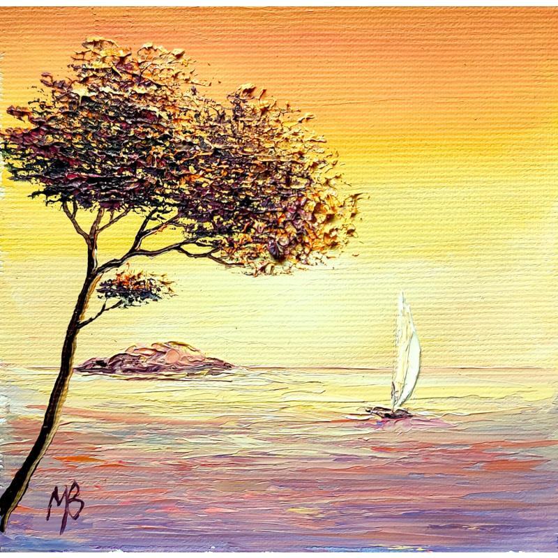 Gemälde coucher de soleil au large von Blandin Magali | Gemälde Figurativ Landschaften Öl