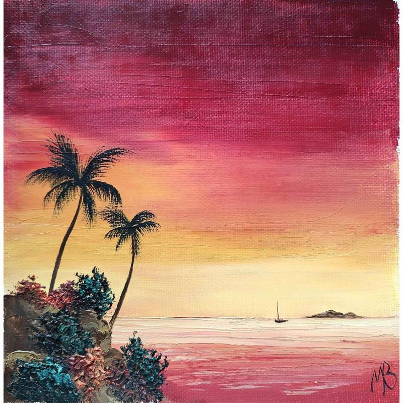 Gemälde Les palmiers von Blandin Magali | Gemälde Figurativ Landschaften Öl