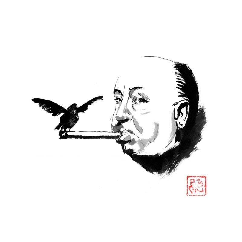 Painting Alfred Hitchcock by Péchane | Painting Figurative Ink