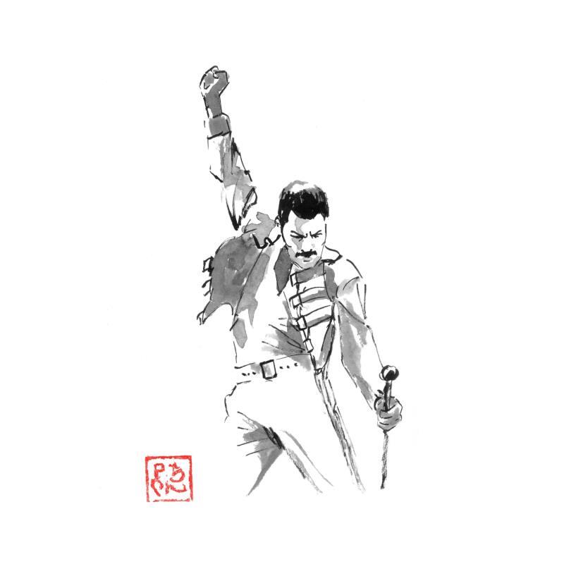 Gemälde Freddie Mercury von Péchane | Gemälde Figurativ Tinte