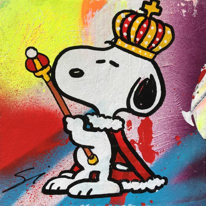 Painting SNOOPY THE KING by Mestres Sergi | Painting Pop-art Pop icons Graffiti Acrylic