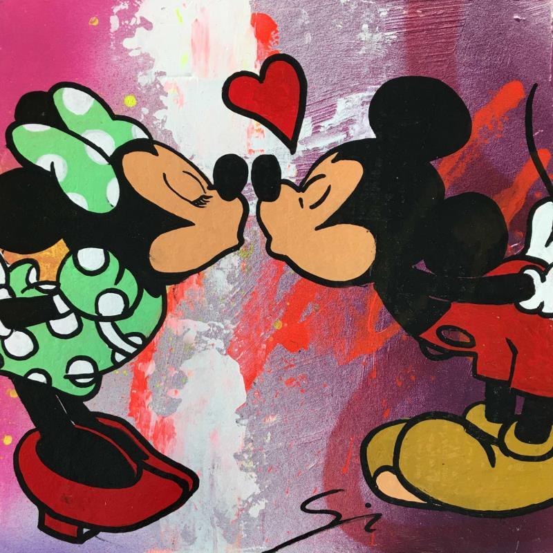 Gemälde THE BIG KISS von Mestres Sergi | Gemälde Pop-Art Pop-Ikonen Graffiti Acryl