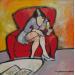 Painting Lecture et champagne  by Signamarcheix Bernard | Painting Figurative Cardboard Acrylic Ink