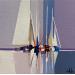 Peinture Les voiles blanches par Chevalier Lionel | Tableau Figuratif Marine Minimaliste Acrylique
