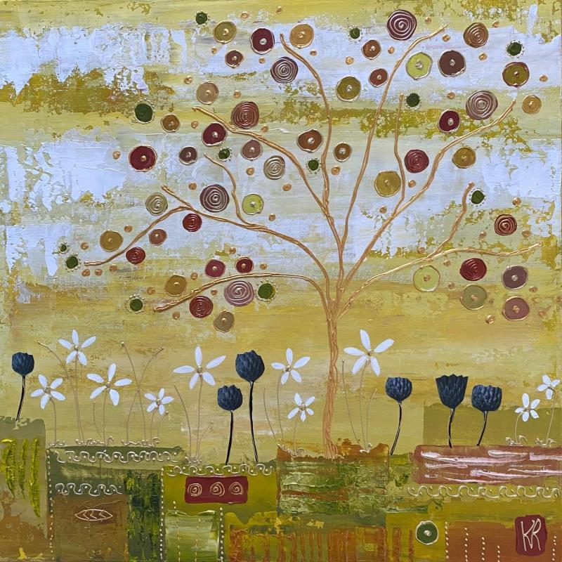 Painting L'arbre du printemps by Romanelli Karine | Painting Figurative Gluing Landscapes