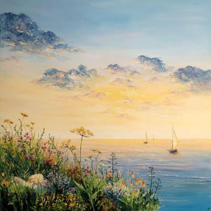 Painting L'univers nous envoie sa lumière by Blandin Magali | Painting Figurative Oil Landscapes