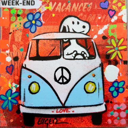 Painting WEEK END by Euger Philippe | Painting Pop art Acrylic, Cardboard, Gluing, Graffiti Pop icons