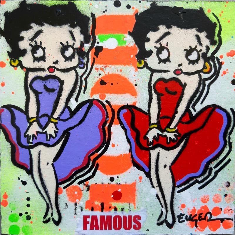 Peinture FAMOUS par Euger Philippe | Tableau Pop-art Icones Pop Graffiti Carton Acrylique Collage