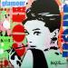 Peinture AUDREY HEPBURN par Euger Philippe | Tableau Pop-art Icones Pop Graffiti Carton Acrylique Collage