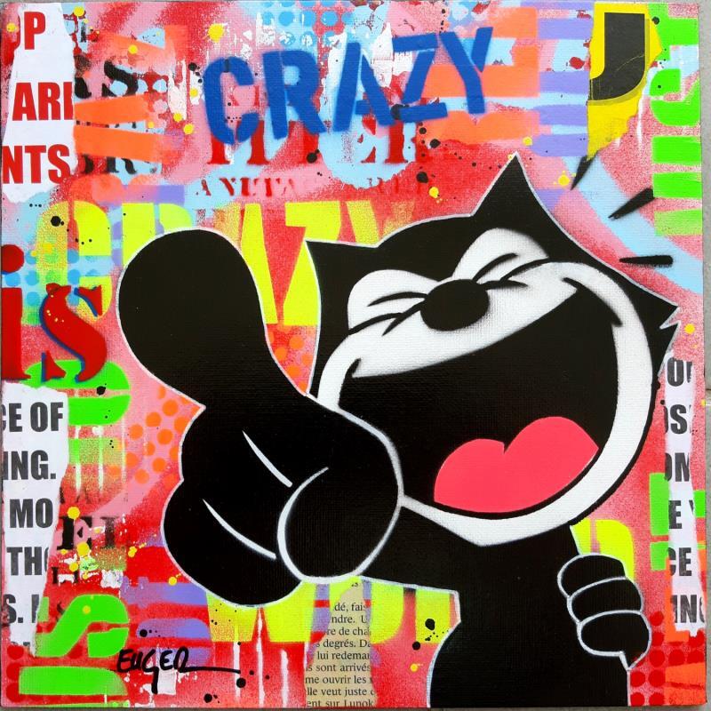 Peinture CRAZY CAT par Euger Philippe | Tableau Pop-art Acrylique, Collage, Graffiti Icones Pop
