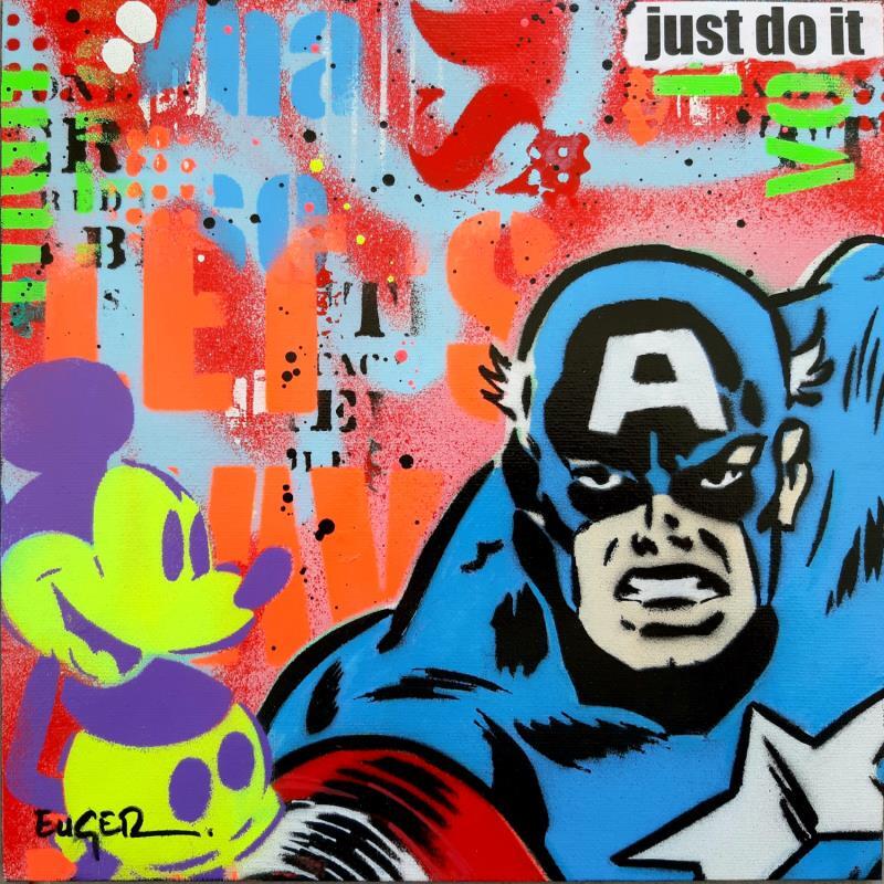 Gemälde JUST DO IT von Euger Philippe | Gemälde Pop-Art Pop-Ikonen Graffiti Acryl Collage