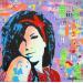 Painting AMY WINEHOUSE by Euger Philippe | Painting Pop-art Pop icons Graffiti Cardboard Acrylic Gluing