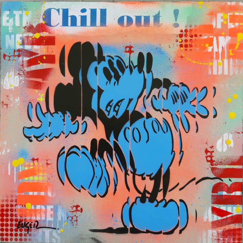 Painting CHILL OUT ! by Euger Philippe | Painting Pop-art Acrylic, Cardboard, Gluing, Graffiti Pop icons