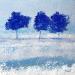 Peinture Trois arbres bleus par Escolier Odile | Tableau Figuratif Paysages Carton Acrylique Sable