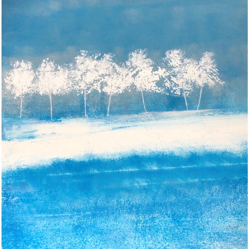 Gemälde Vers l'infini des arbres von Escolier Odile | Gemälde Figurativ Landschaften Pappe Acryl Sand