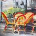 Peinture Cafe le Bullier par Brooksby | Tableau Figuratif Urbain Scènes de vie Huile