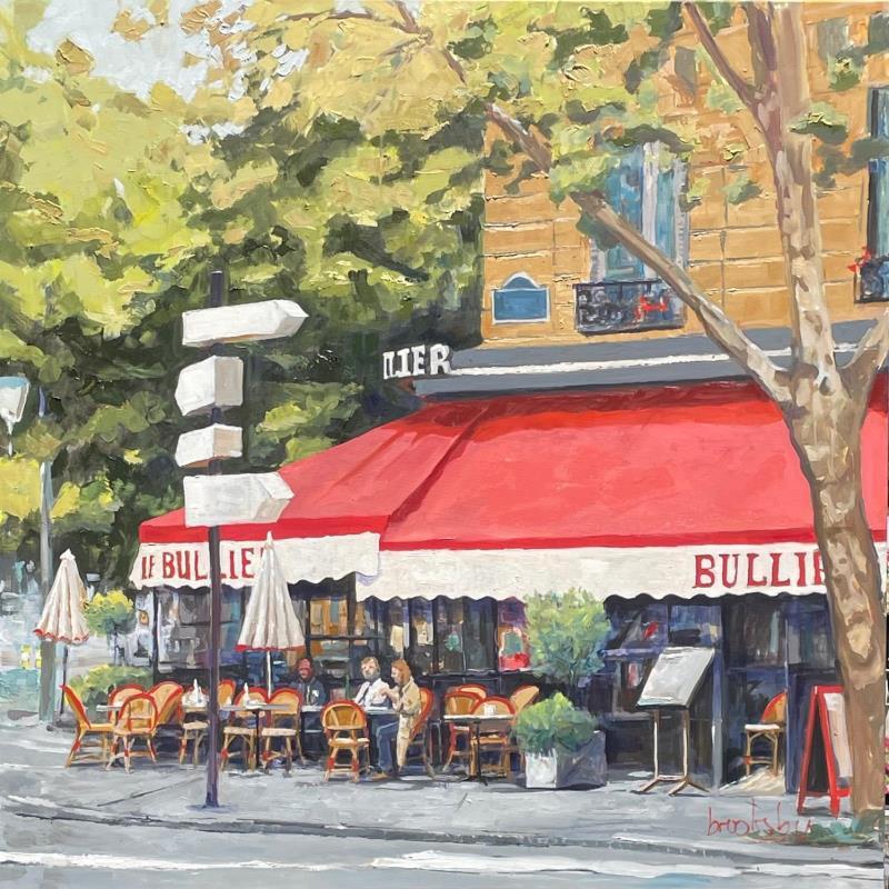 Peinture Cafe le Bullier par Brooksby | Tableau Figuratif Huile scènes de vie, Urbain