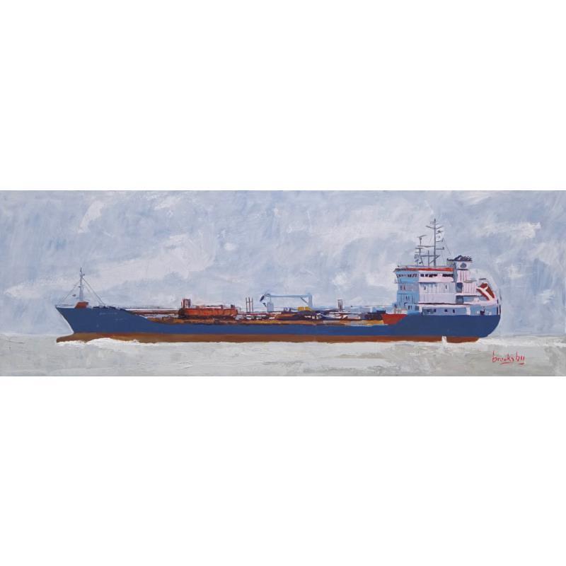 Peinture Tanker par Brooksby | Tableau Figuratif Marine Huile