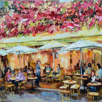 Peinture Café L'Ephémère par Novokhatska Olga | Tableau Figuratif Huile Urbain