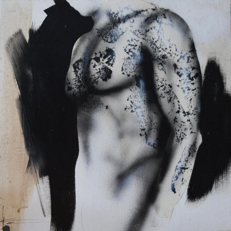 Painting Le passant by Locoge Alice | Painting Figurative Nude Black & White Acrylic