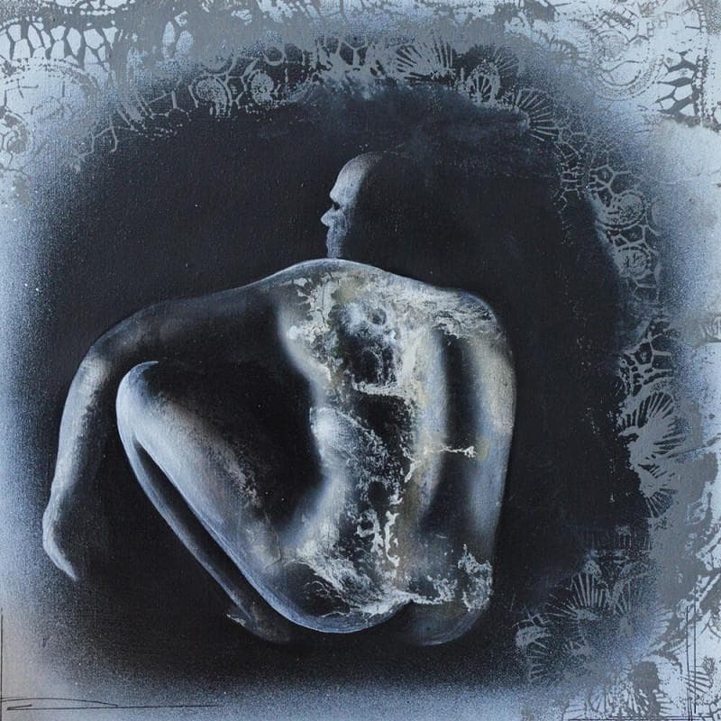 Painting Invitation à la rêverie by Locoge Alice | Painting Figurative Acrylic Black & White, Nude