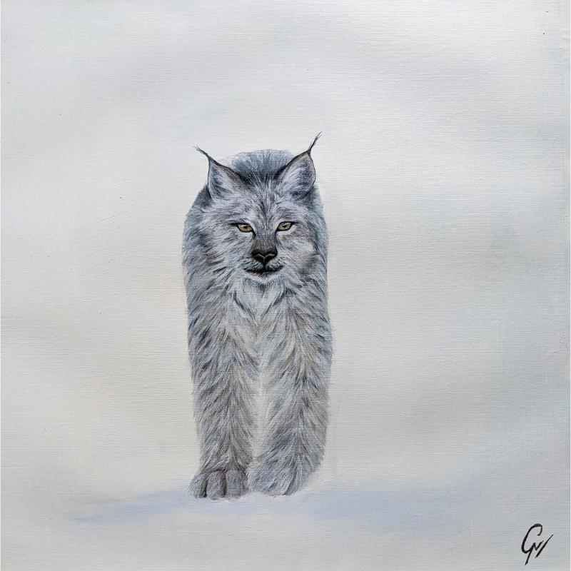 Painting Le lynx de canada by Pressac Clémence | Painting Figurative Oil Animals