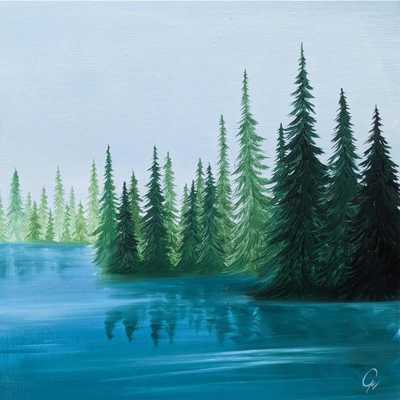 Gemälde Lac d'été von Pressac Clémence | Gemälde Figurativ Landschaften Öl