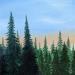 Gemälde Couché de soleil sur la forêt von Pressac Clémence | Gemälde Figurativ Landschaften Öl