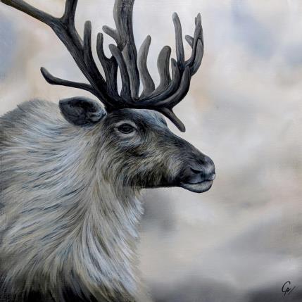 Painting Le caribou by Pressac Clémence | Painting Figurative Oil Animals