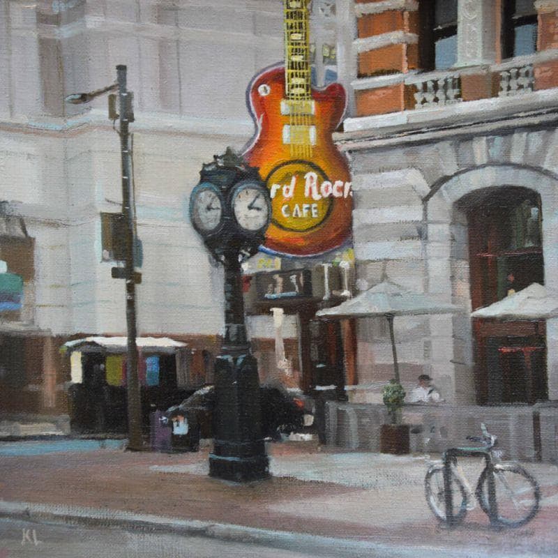 Painting Hard Rock Café by Lokotska Katie  | Painting Figurative Oil Urban