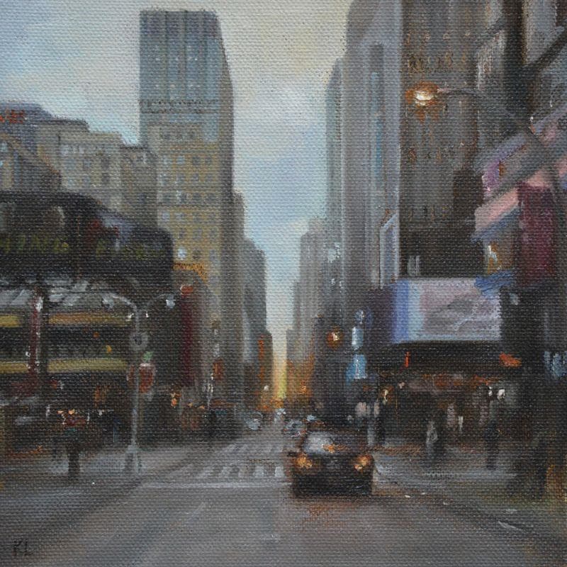 Painting Sundown in NYC by Lokotska Katie  | Painting Figurative Oil Urban